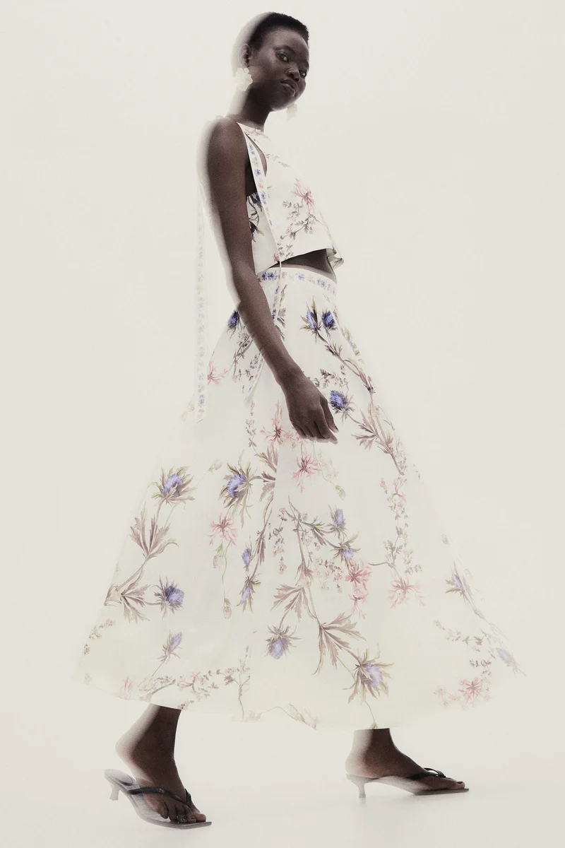 H&M Tie-strap linen-blend top